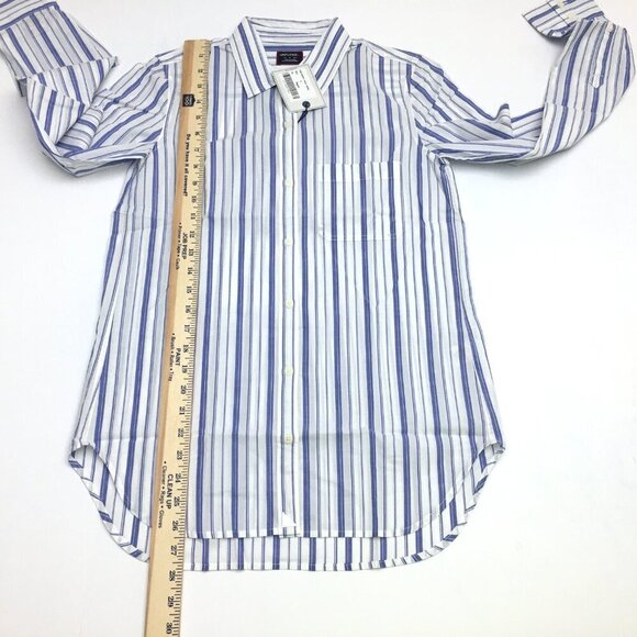 New UNTUCKit Womens Shirt Pinot Perse Blue White Stripe Cotton Blend Button Up 0 - Picture 5 of 7